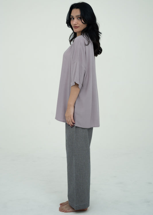 Cotton Relaxed Fit V-Neck Pajama Set