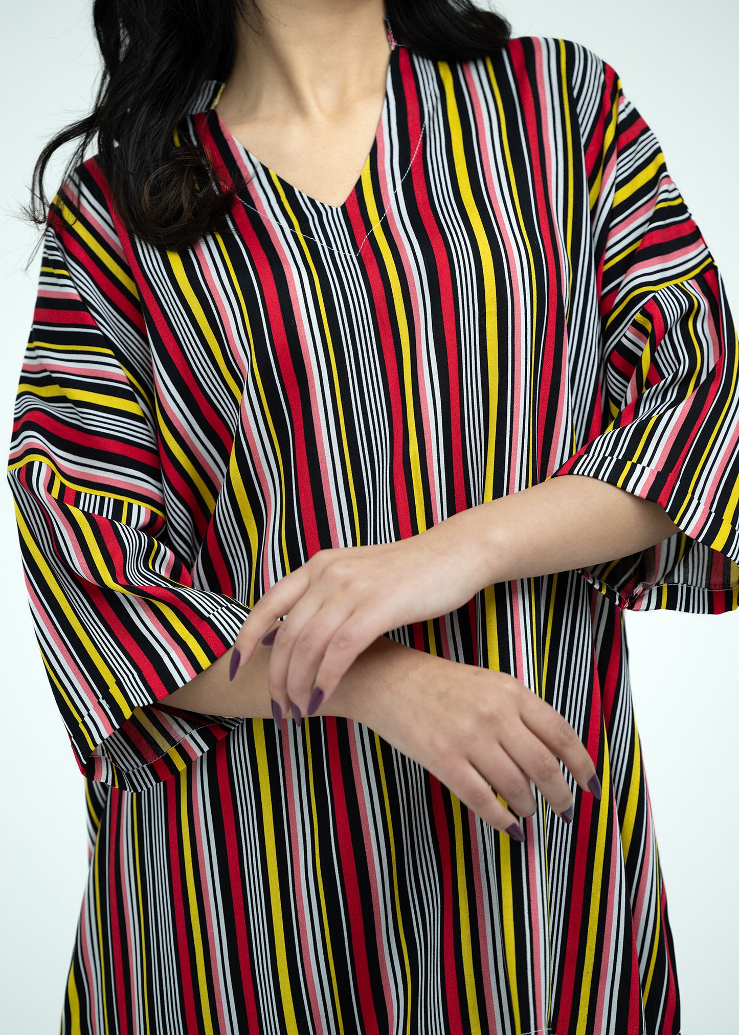 Linen Soft V-Neck Relaxed Multicolor Fit Pajama Set