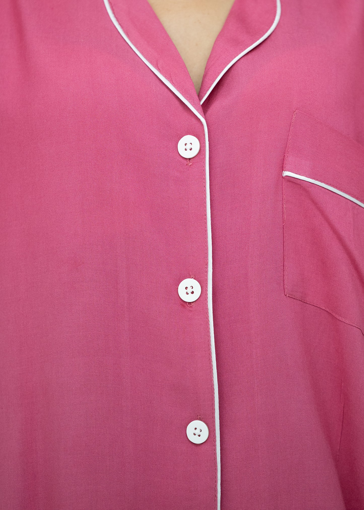 Linen Relaxed Fit Pink Pajama Set