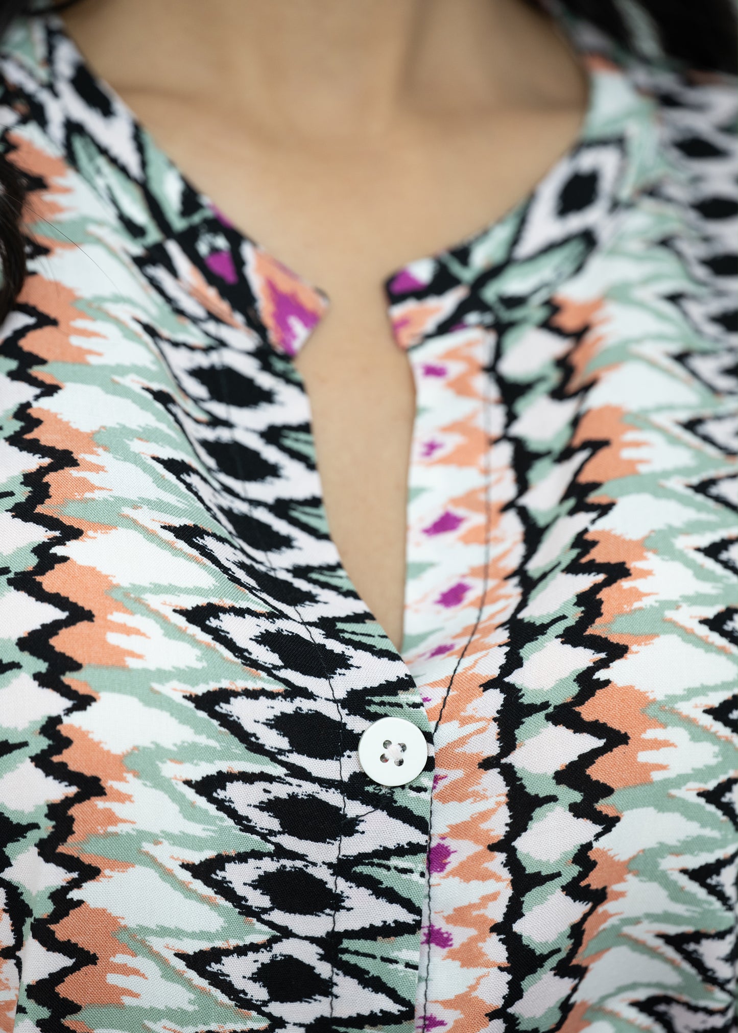 Linen Soft Round Neck Easy-Fit Printed Pajama Set