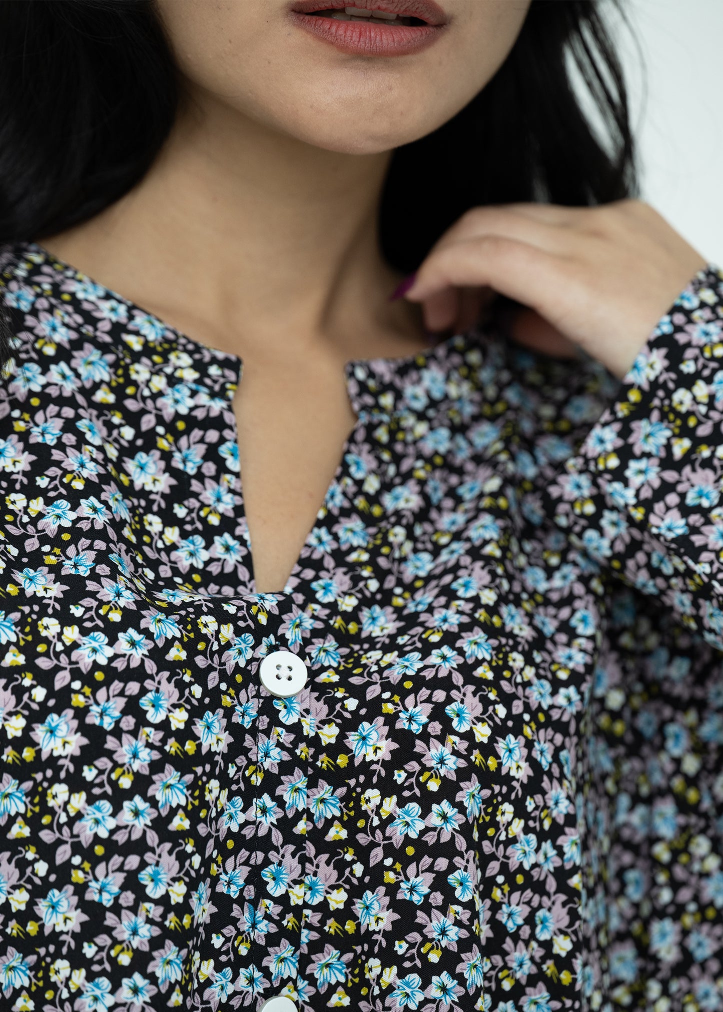 Linen Soft Round Neck Easy-Fit Printed Pajama Set