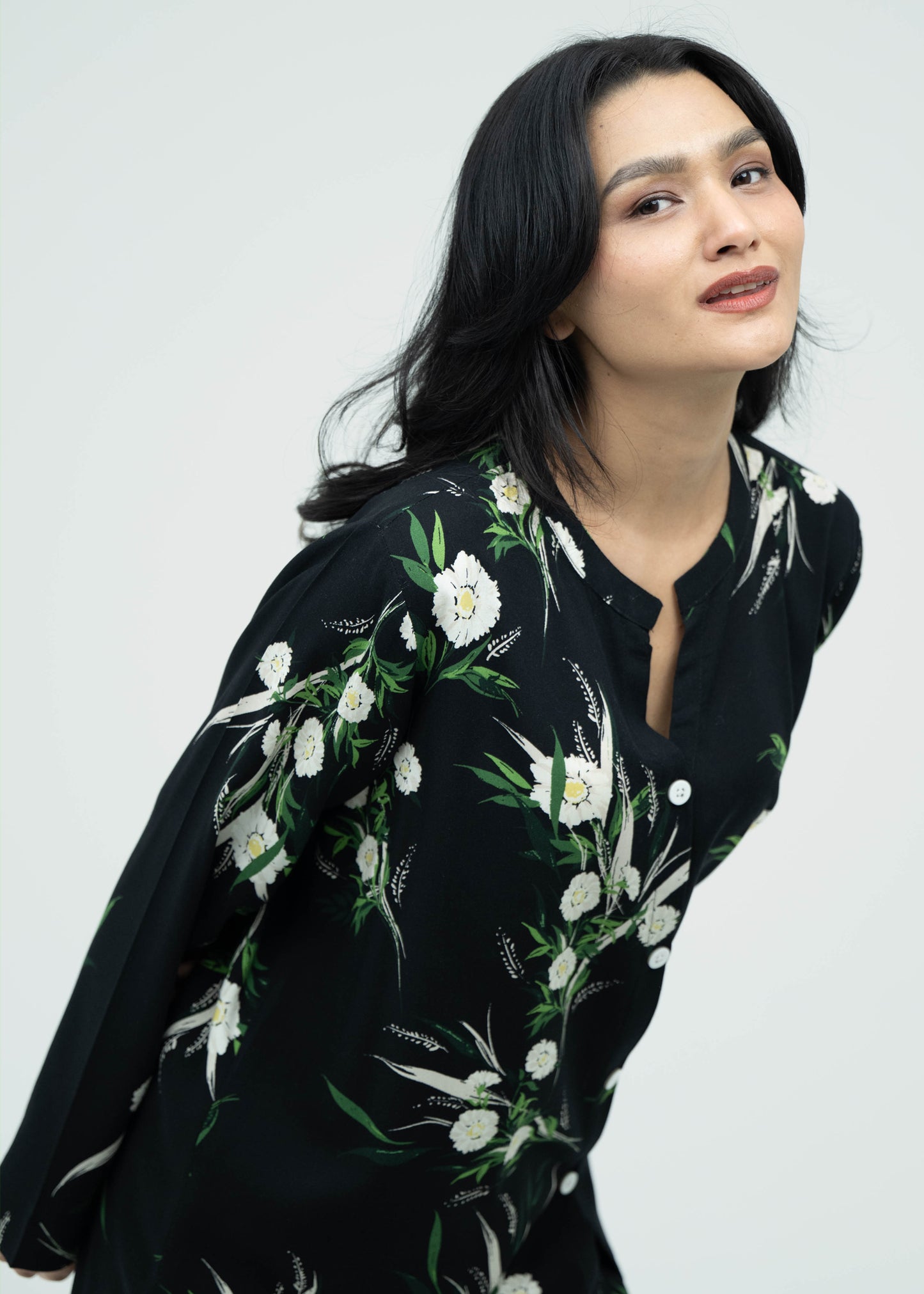 Linen Soft Round Neck Easy-Fit Printed Pajama Set