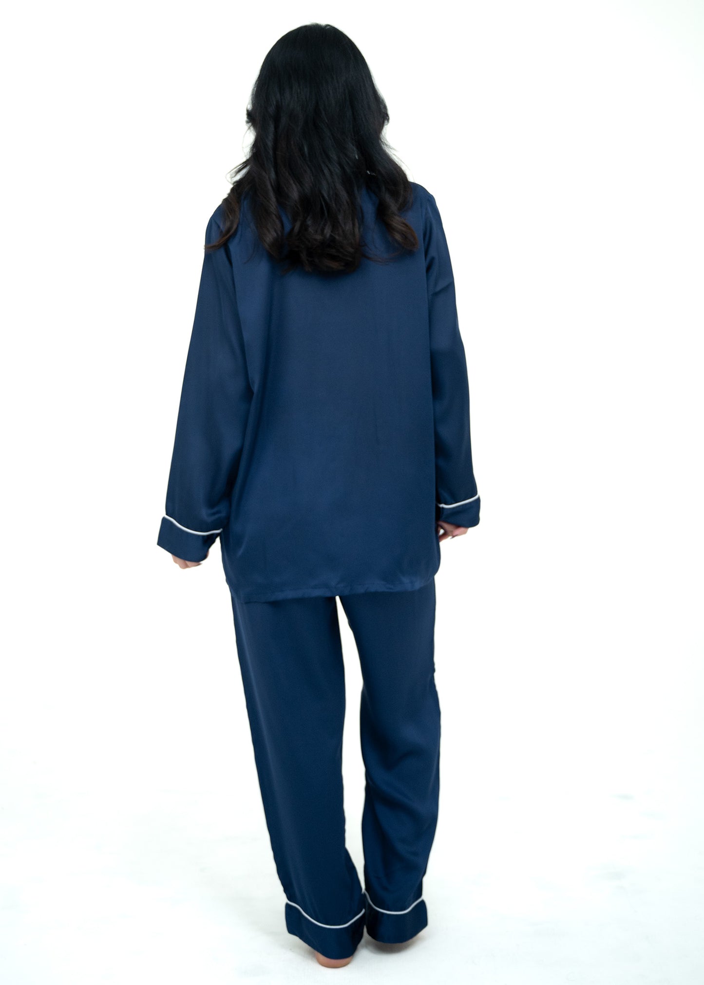 Silk Relaxed Fit Blue Pajama Set