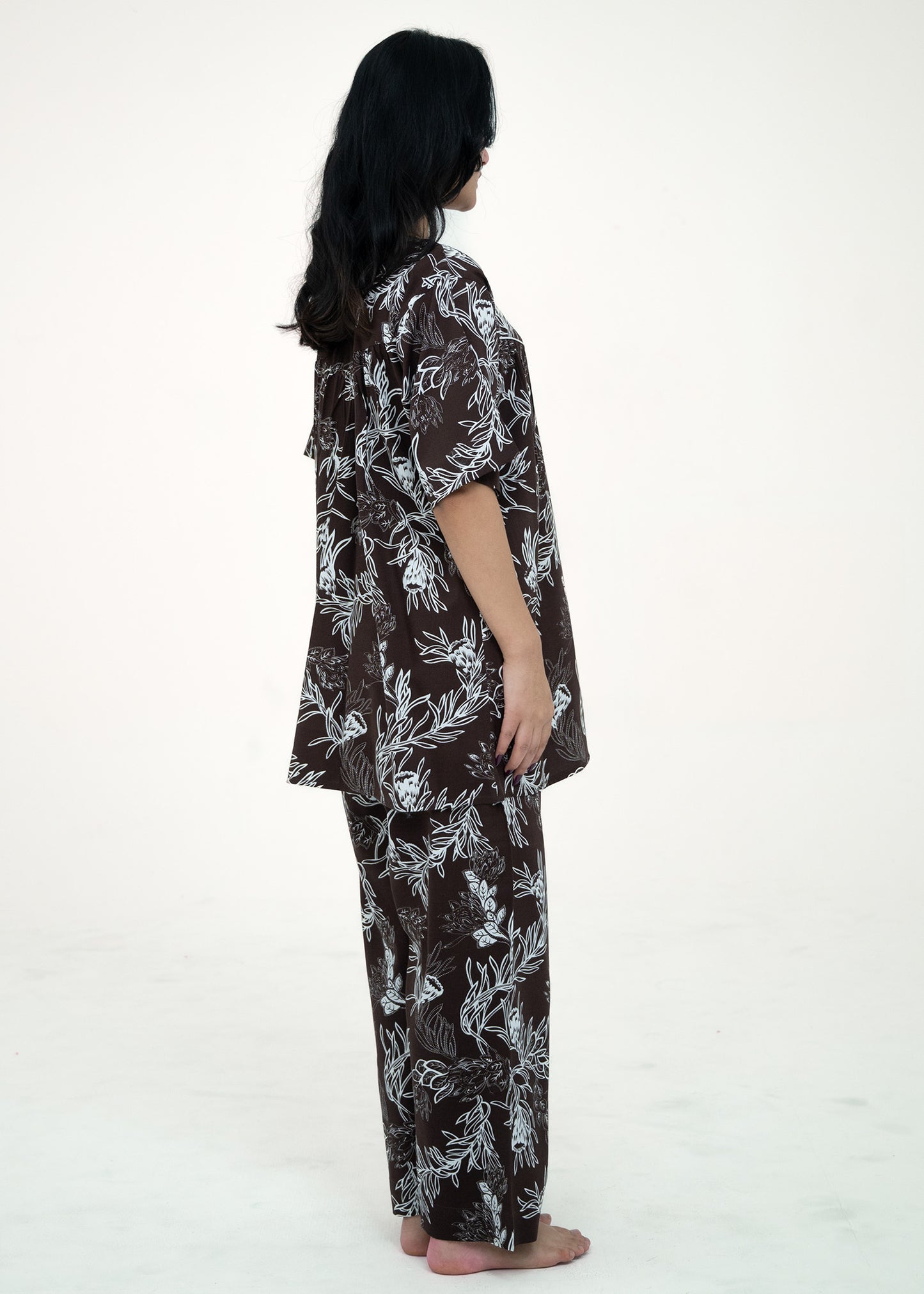 Short Sleeve Button-Up Top Pajama Set