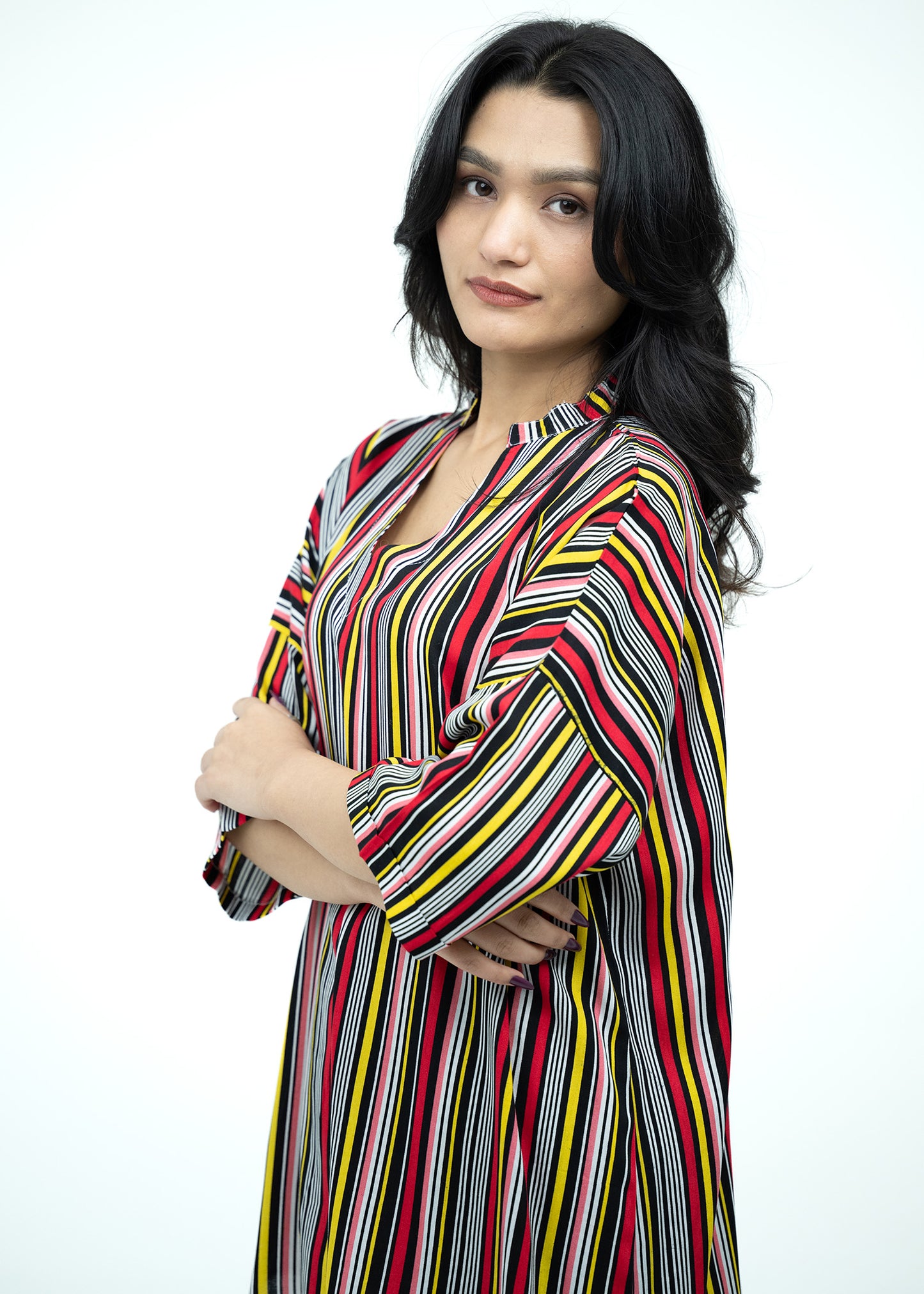 Linen Soft V-Neck Relaxed Multicolor Fit Pajama Set