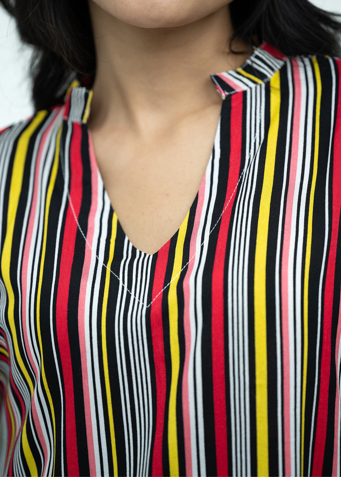 Linen Soft V-Neck Relaxed Multicolor Fit Pajama Set