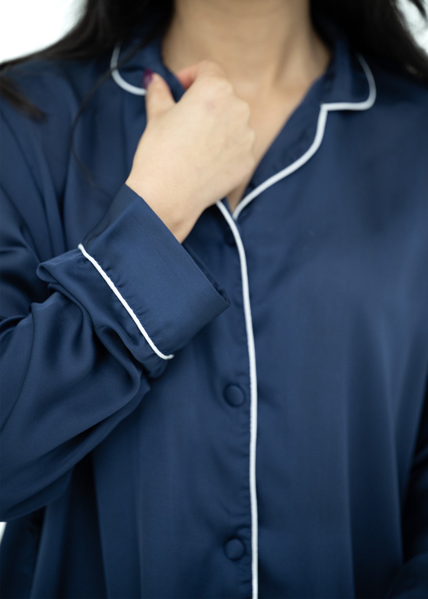 Silk Relaxed Fit Blue Pajama Set