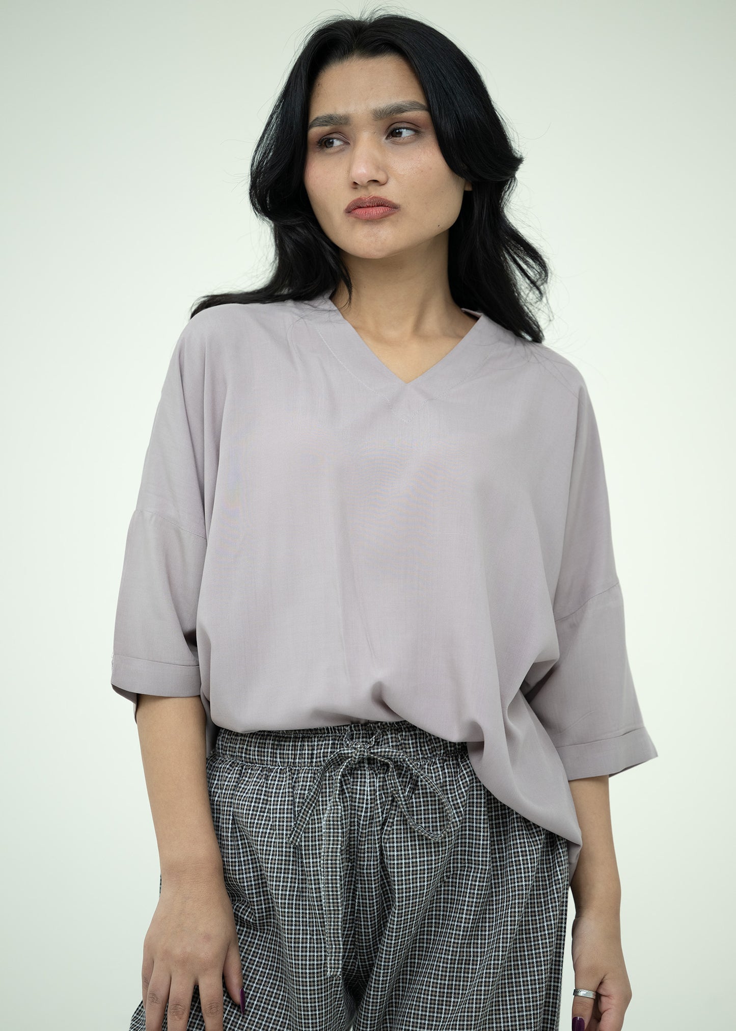 Cotton Relaxed Fit V-Neck Pajama Set