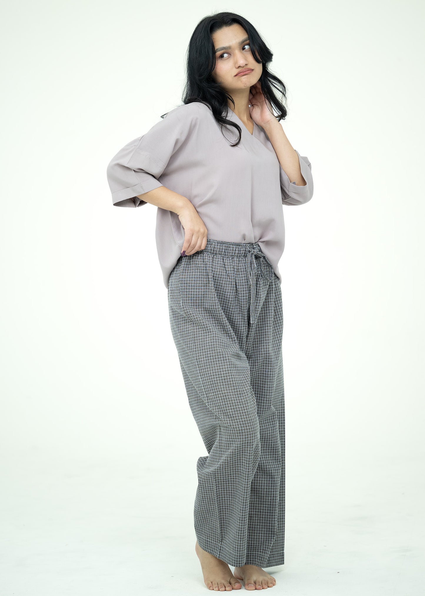 Cotton Relaxed Fit V-Neck Pajama Set